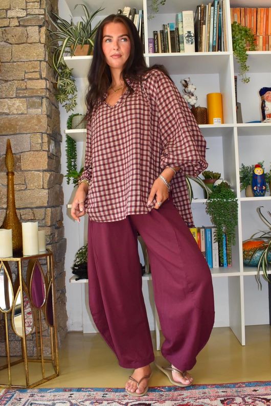 Vivienne Plaid Heathcliff Blouse Damson & Blush